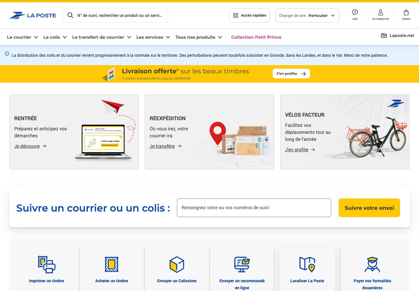 Capture du site La Poste